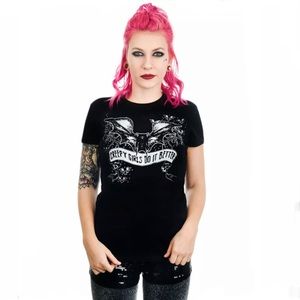 Too Fast Creepy Girls Do It Better Bat Banner Baby Doll T Shirt Size Medium